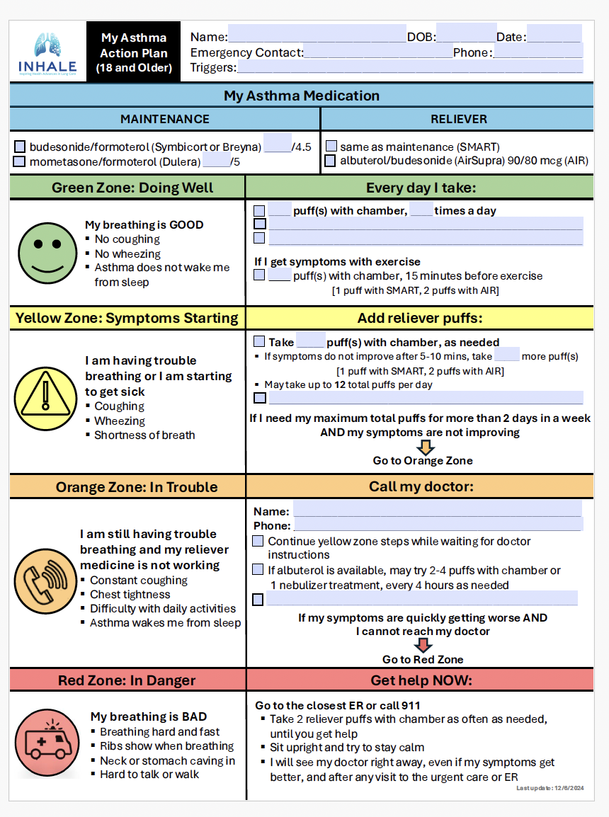 SMART Asthma Action Plan - 18 and Older